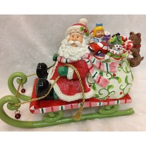 Vintage 2006 Fitz and Floyd Be Merry Musical Santa in Sleigh Plays Jingle Bells